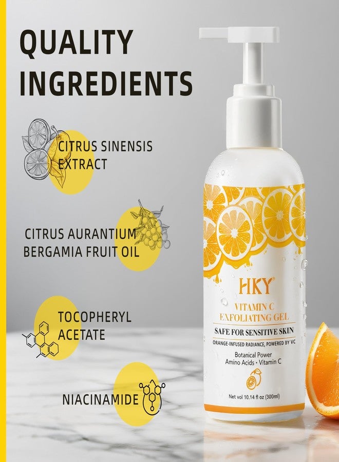 HKY Vitamin C Exfoliating Gel for Face & Body (10.14 fl oz) - Brightening Orange Peeling Gel with Niacinamide, Salicylic Acid & Centella - Gentle Dead Skin Remover Scrub for Smooth, Glowing Skin - Image 2